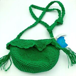 NWT RHODE for Target Kelly Green Woven Paper Crossbody Bag